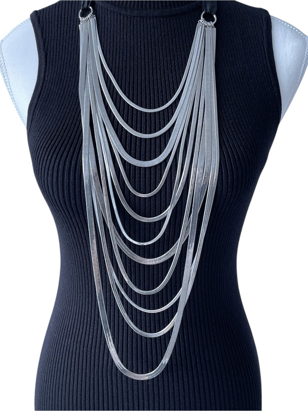 BCBGMaxAzria Silver Multi-Strand Statement Necklace
